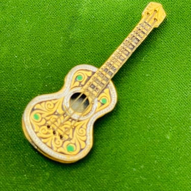 Damascene Spanish Guitar Brooch