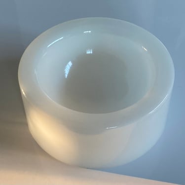 Massive modernist handblown white Glass bowl 