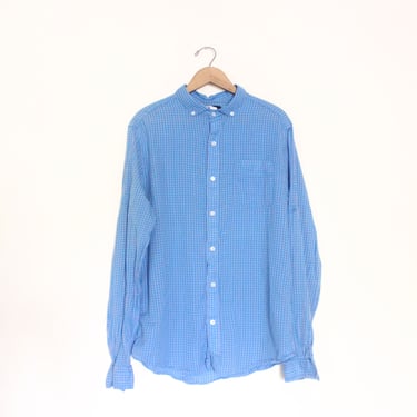 Blue Gingham Button Down Shirt 