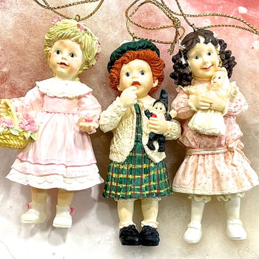 VINTAGE: 1994 - 3pcs - Yolanda Bello Miniature Doll Ornaments - Perfect Babies Ornaments, Ashton Drake - Resin Ornaments - SKU 00005316 