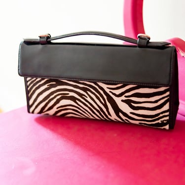 Statement Zebra Top Handle Bag with Strap