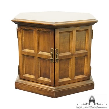 ETHAN ALLEN Classic Manor Solid Maple Hexagonal Storage Accent End Table 15-8666 