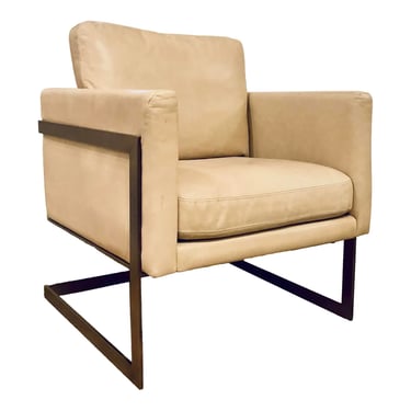 Revelation Modern Latte Full Grain Leather Alexandrea Lounge Chair