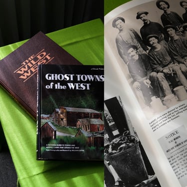 Vintage Cowboy Coffee Table Book Duo | The Wild West & Ghost Towns of the West | Photography Hard Cover | Collectible Western Cowgirl Decor 