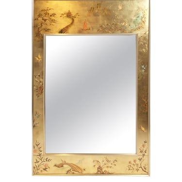 La Barge Reverse Hand Painted Chinoiserie Mirror, Signed and Dated 