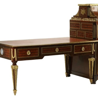 Bureau Plat, Cartonnier, Writing Desk, Louis XVI Style, Ormolu, Late 1900's!