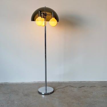 Mid Century Modern Chrome Mushroom Floor Lamp 