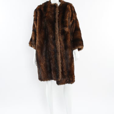 Ombré Stripe Faux Fur Coat