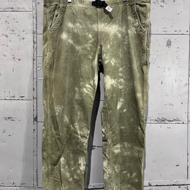 90s, Extra large 29 length olive tie dye  Gramicci g series belted pants 