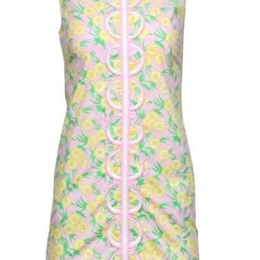 Lilly Pulitzer - Pink, Green, &amp; Yellow Floral Grasshopper Print Shift Dress Sz 2