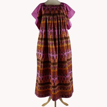 Marimekko 1980s Butterfly Sleeve Midi Dress - Finnish Vintage Smock Dress - Size M/L 