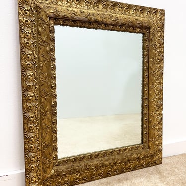 vintage antique victorian style ornate gold carved bevelled framed mirror 