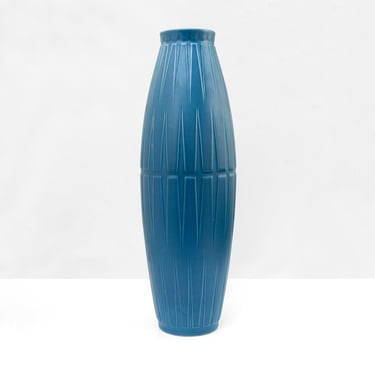 Bo Fajans tall blue ceramic vase with pattern, 1940 Sweden
