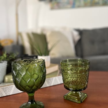 Vintage Green Footed Compotes/Planters 
