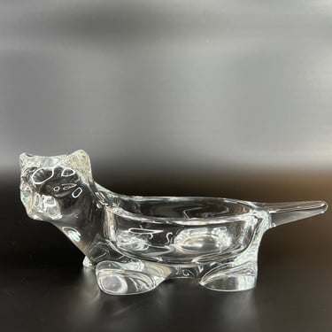 Charming Vintage Sasaki Crystal Cat Figurine - Ideal as Paperweight, Trinket or Candy Dish 