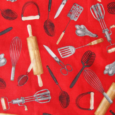 Kitchen Tools Novelty Fabric – Kiss the Cook by Mary Lake-Thompson for Robert Kaufman 2 Yds 