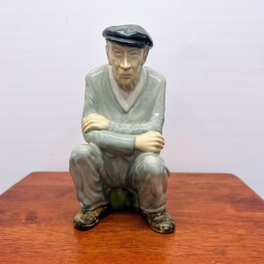 Vintage Irish Porcelain Figures Old Man Thinking Man Large Made in Ireland 