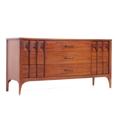 Kent Coffey Perspecta Mid Century Walnut and Rosewood 9 Drawer Dresser - mcm 