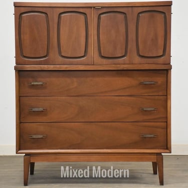 Walnut Mid Century Tall Dresser 