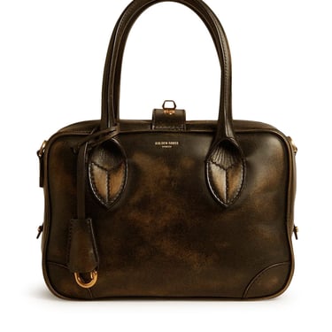 Golden Goose Deluxe Brand Women Vita Bag In Black Distressed Leather And Gold Details