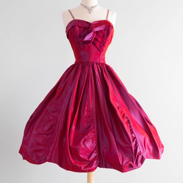 Luscious 1950's Iridescent Red & Violet Bubble Skirt Party Dress / Small