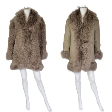 1980's Grey Mongolian Lamb Fur Reversible Coat I Jacket I Sz Med I Nino 