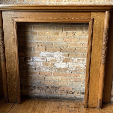 Raw Wood Half Mantel w Rounded Columns