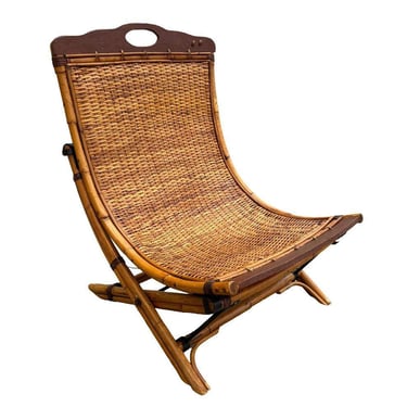 Early 20th Century English Folding Veranda Bamboo Garden Chair 