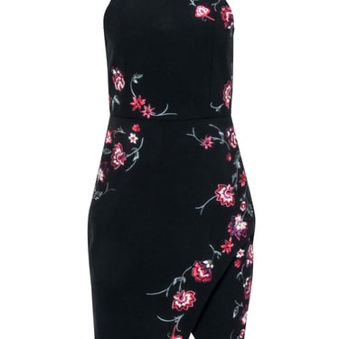Parker - Black Sleeveless Floral Embroidered Dress Sz S