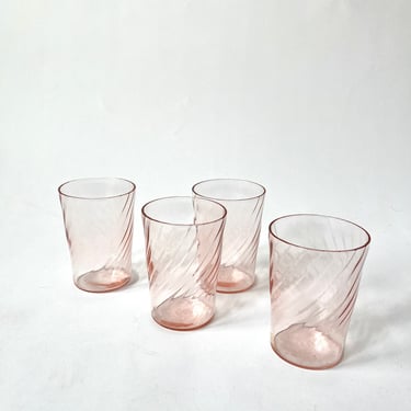 Pink Depressionware Glasses/Set of 4 Tumblers 