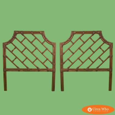 Pair of Fretwork Rattan Vintage Headboards