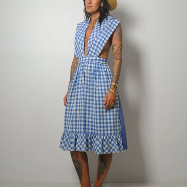 1970's Gingham Cotton Apron Dress