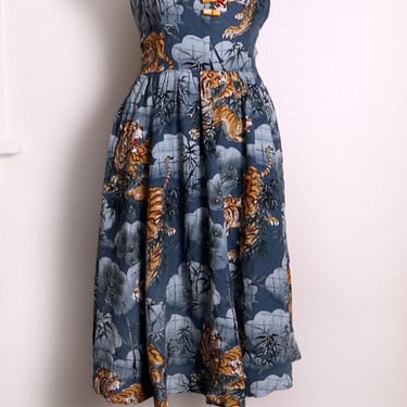 Trashy Diva Tiger Print Dress Vintage 1940's style Rayon Fit & Flare size 10 