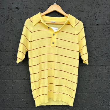 Yellow and Brown Stripe Towncraft Knit Polo