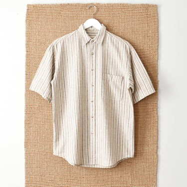 vintage striped linen shirt, oversized 90s button down 