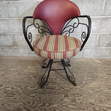 Set of 4 Vintage Wrought Iron Swivel Chairs