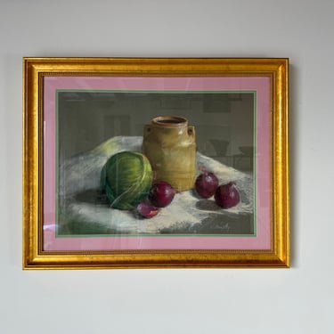 1980's H. Bnophy Still Life Oil Pastel Painting, Framed 
