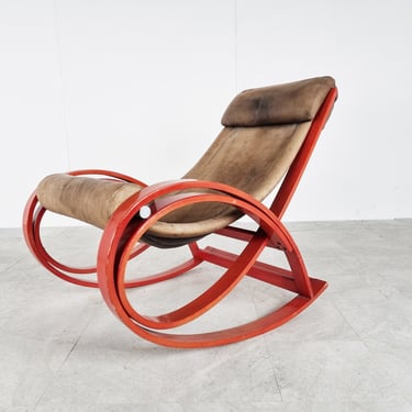 Sgarsul Rocking Chair by Gae Aulenti for Poltronova, 1960s - mid century modern rocking chair - vintage rocking chair - leather armchair 