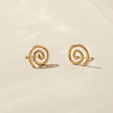 gold spiral stud earrings, silver swirl post earrings, minimalist jewelry, dainty coil studs, geometric circle stud earrings, gift for her 