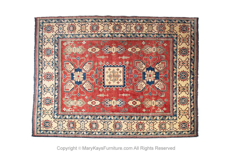 Kazak Wool Rug Hand Knotted 