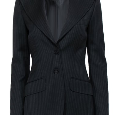 Dolce & Gabbana - Black Pinstriped Wool Fitted Blazer Sz 4