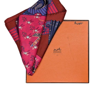 Hermes - Red, Pink, & Green Print Silk Scarf