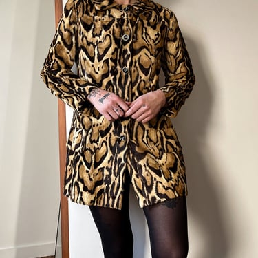 60s Leopard Print Faux Fur Jacket | S-M