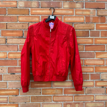 vintage 80s red cotton poly moto jacket / m medium 