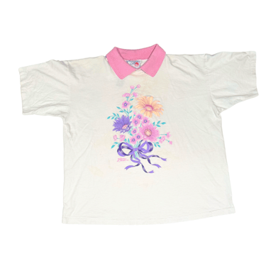 Morning Sun Floral Tee With Collar