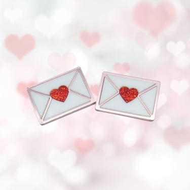 Valentine's Day Hair Clip - Heart Envelope Barrette - Acrylic Valentine Accessory 