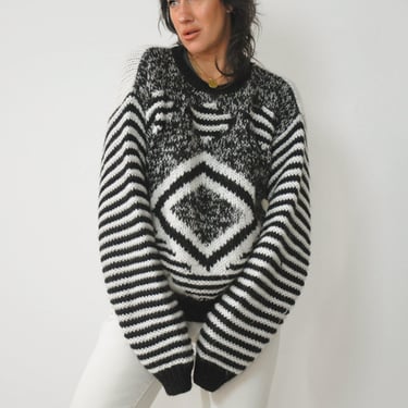 1980's Oversized Geo Striped Sweater