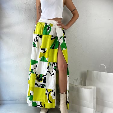 70s Handmade Patchwork Maxi Wrap Skirt / Small 