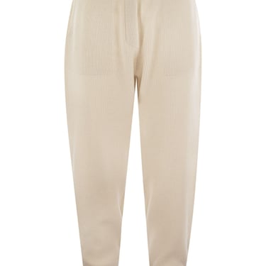 Brunello Cucinelli Women English Rib Cashmere Knit Trousers