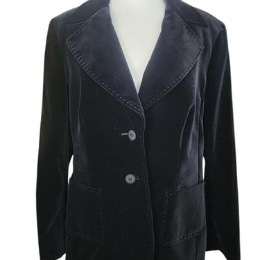 Vintage Escada Blazer Black Velvet Jacket / 44 